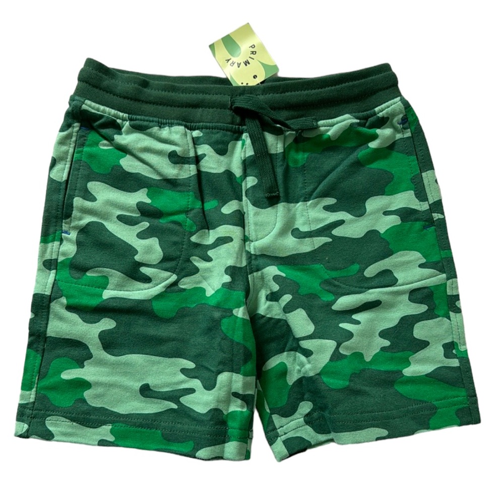 🔖 NWT Primary Pull On Green Camo Shorts Size 4-5